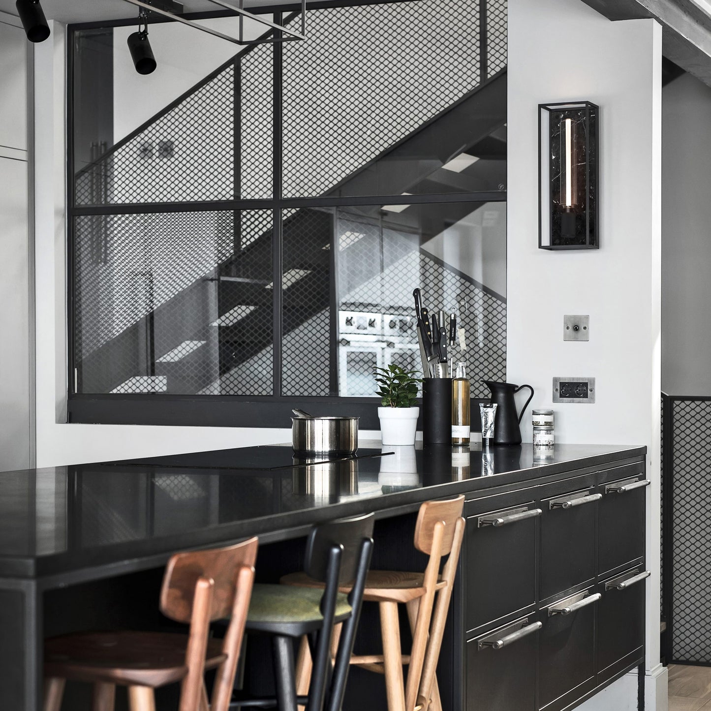 Caged Wall Light - Black Marble