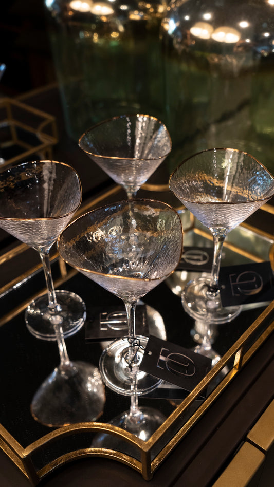 Hammered Martini Glasses - Set of 4