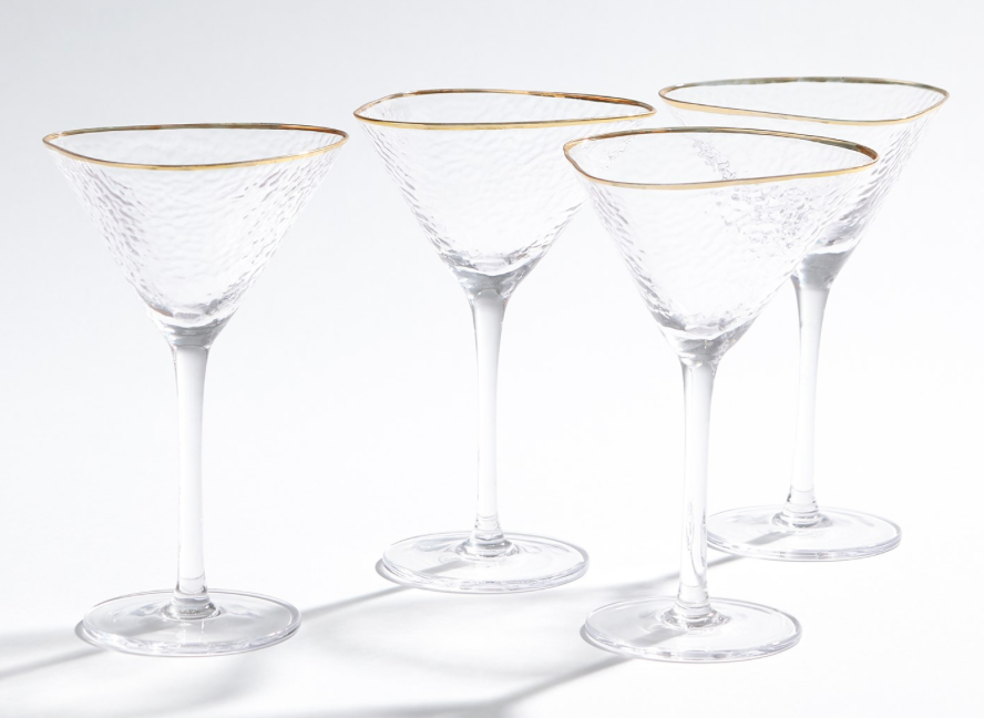 Hammered Martini Glasses - Set of 4
