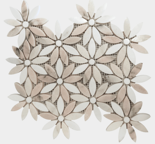 Aqua Blanco + Pink Petal Mosaic