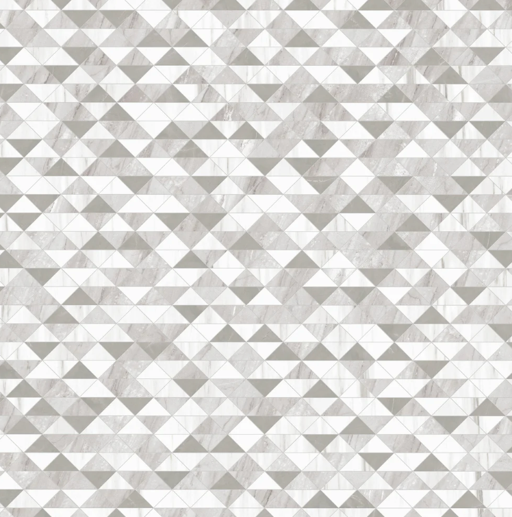 Shapes 11x13 Triangle Porcelain Palace Matte Mosaic Tile (White/Grey)