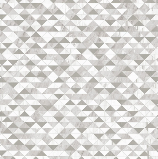 Shapes 11x13 Triangle Porcelain Palace Matte Mosaic Tile (White/Grey)