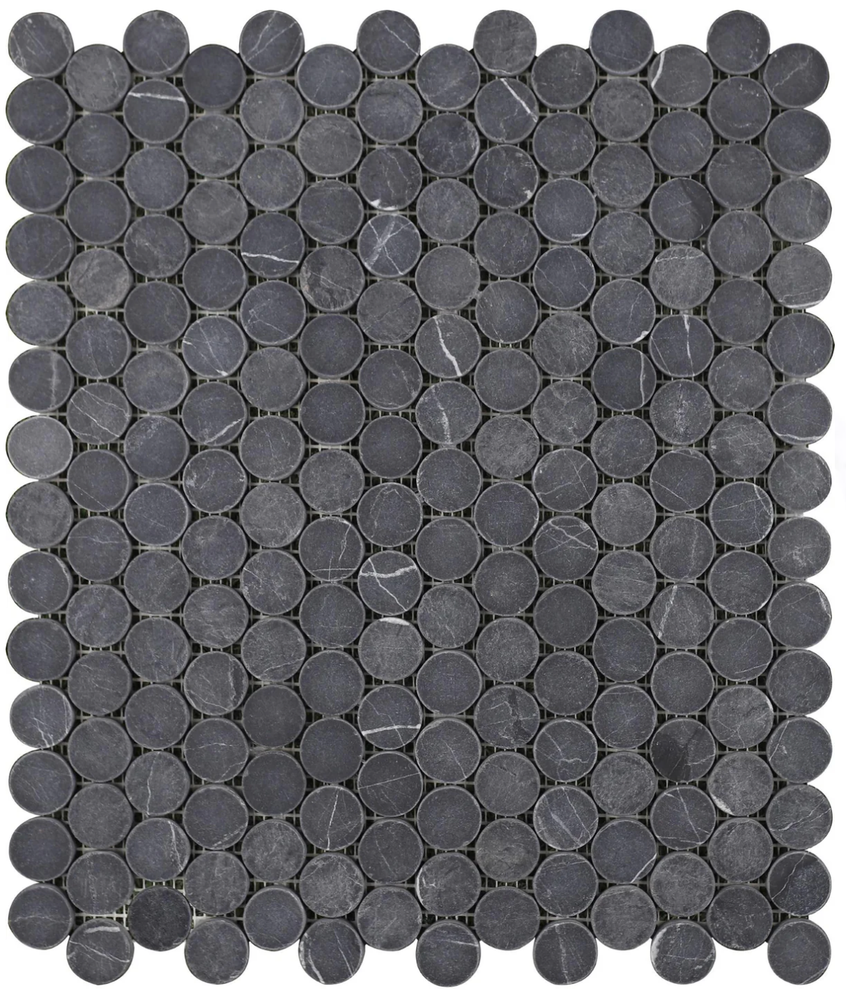 Silky Black Penny Round Tumbled Mosaic Tile