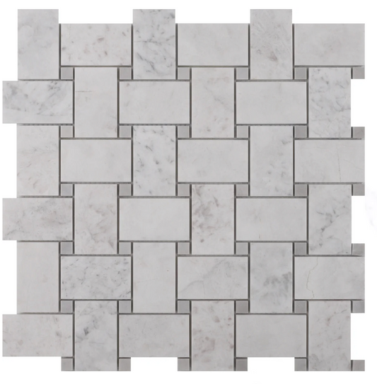Elegant & Icy Grey Large Basketweave Honed Mosaic