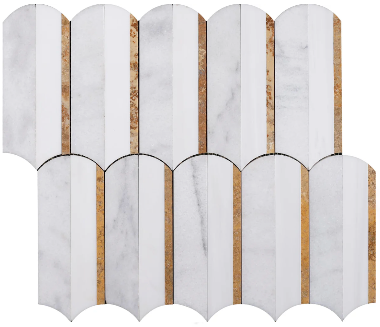 Aloe Vera & White Glacier & Golden Silo Honed Waterjet Mosaic