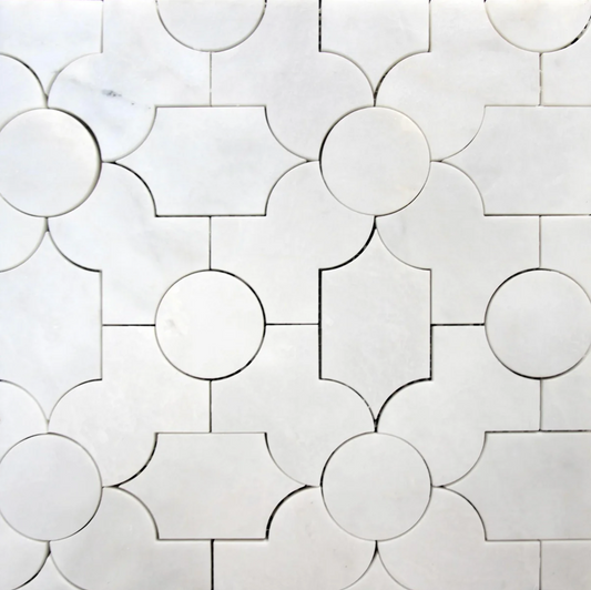 White Pearl Daisy Honed Mosaic