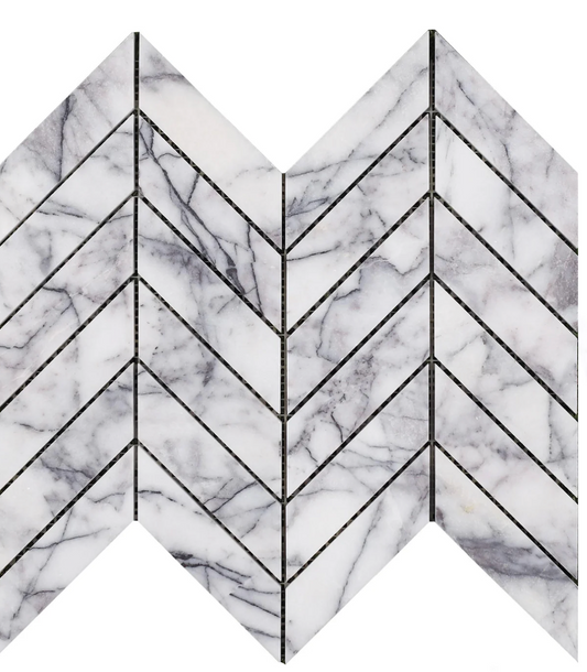 Violet Chevron 1" x 4" Honed Mosaic