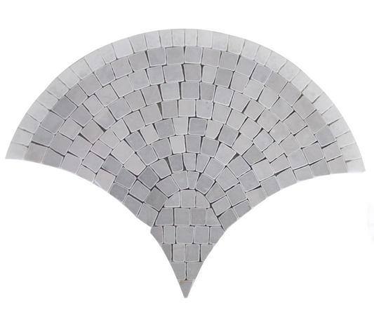 Grey Earth & Icy Grey & White Snow Scallop Tumbled Mosaic