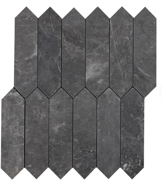 Grey Lovina Picket 2" x 8" Honed Mosaic