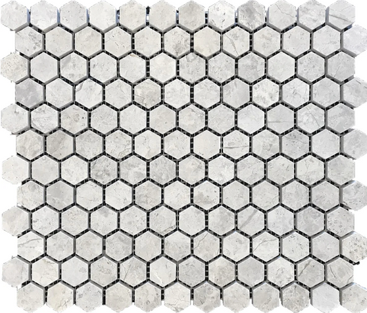 Grey Tundra Hexagon 1" Honed Mosaic