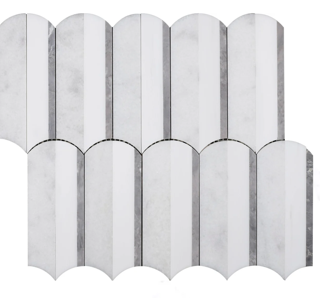 Aloe Vera & White Glacier & Grey Silo Honed Waterjet Mosaic