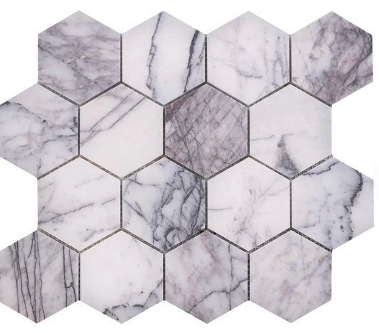 Violet Hexagon 3" Honed Mosaic