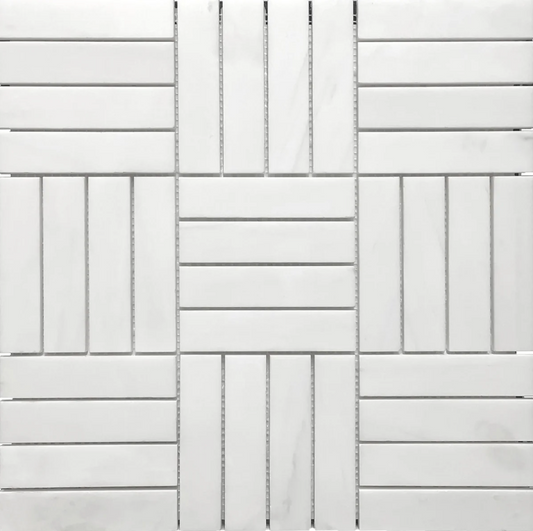 White Glacier Double Brick 1" x 4" Honed Mosaic