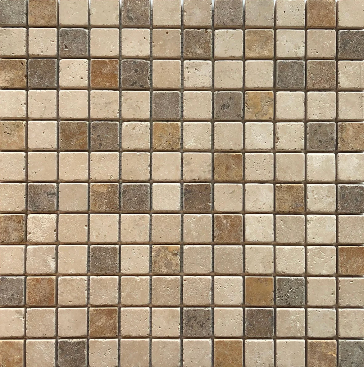 Classic CC & Brown Kona CC & Light Noce CC 1" x 1" Tumbled Mosaic