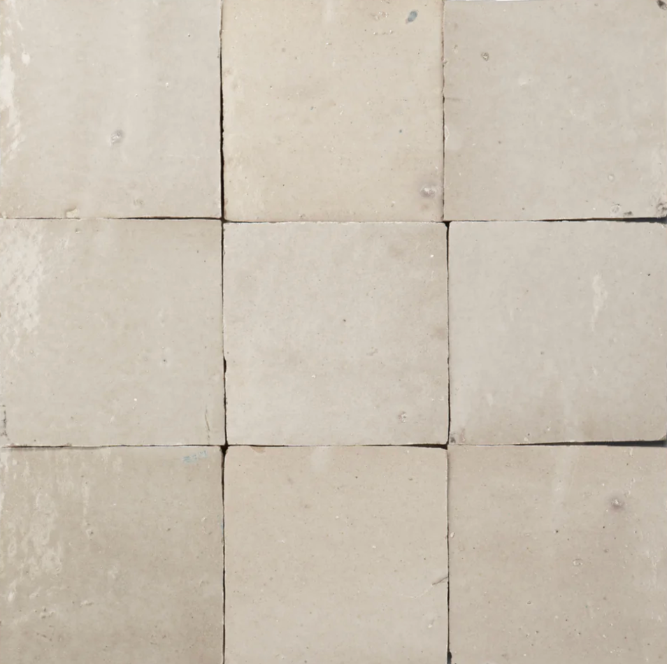 Handmade Moroccan Zellige 4x4 Cotton White Terracotta Tile