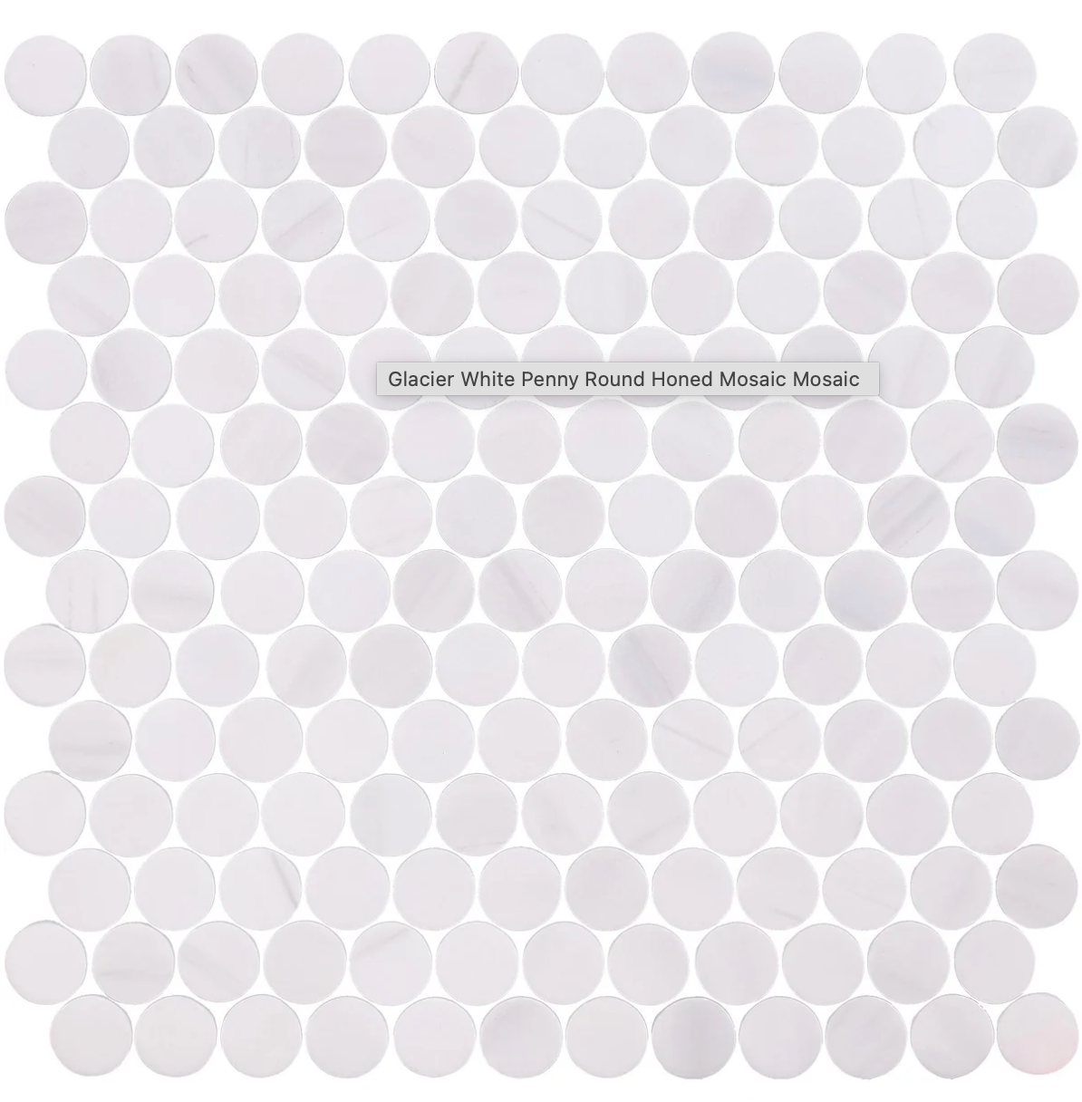 White Glacier Penny Round Honed Mosaic