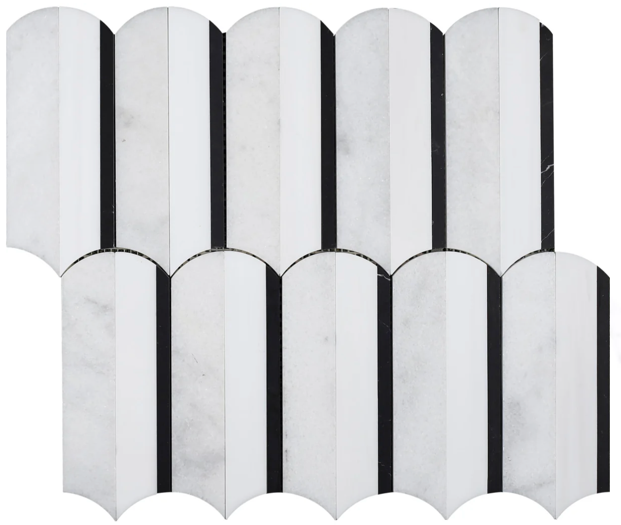 Aloe Vera & White Glacier & Black Silo Honed Waterjet Mosaic