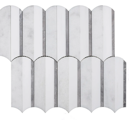 Aloe Vera & White Glacier & Grey Silo Honed Waterjet Mosaic