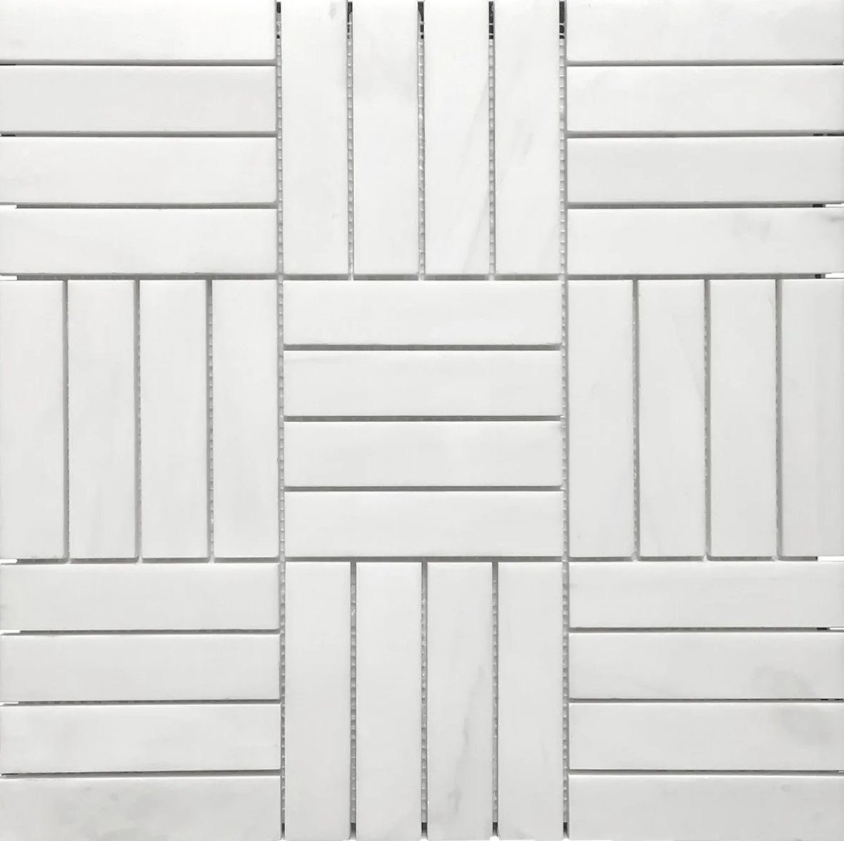 White Glacier Double Brick 1" x 4" Honed Mosaic