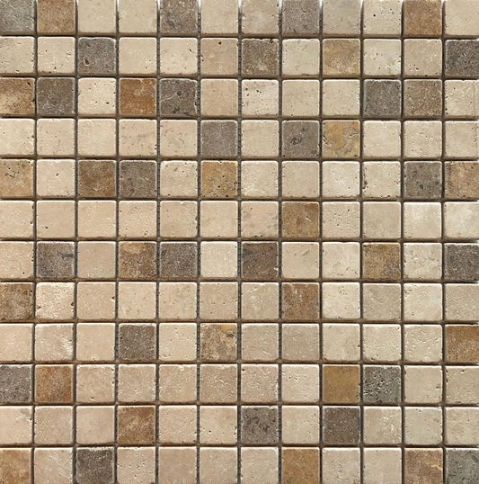 Classic CC & Brown Kona CC & Light Noce CC 1" x 1" Tumbled Mosaic