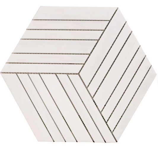 White Glacier Bellagon Honed Mosaic