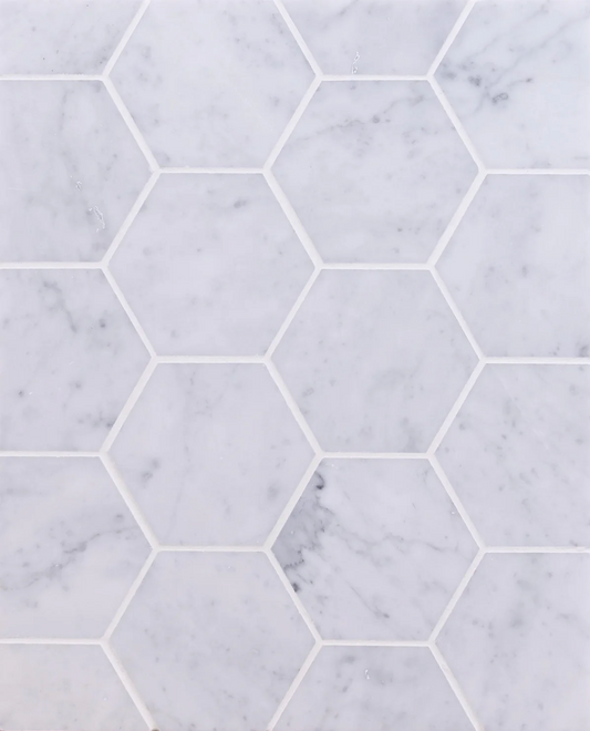 Bianca Carrara Hexagon 3" Honed Mosaic