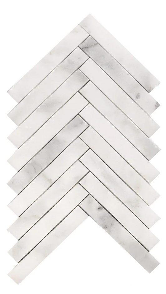 Vida Calacatta Herringbone 1" x 6" Honed Mosaic
