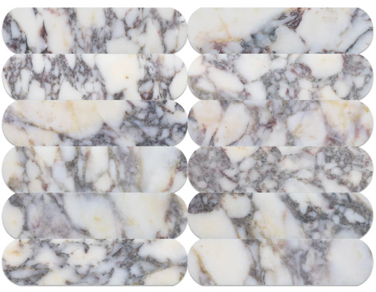 Calacatta Viola Honed Pill 2'' x 8'' x 3/8''