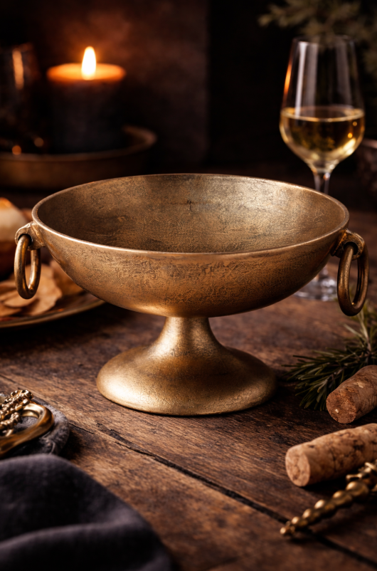 Ring Handle Bowl-Antique Brass-Lg