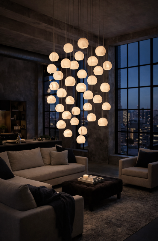 Lazio 36-Light Round Multi-Drop Pendant