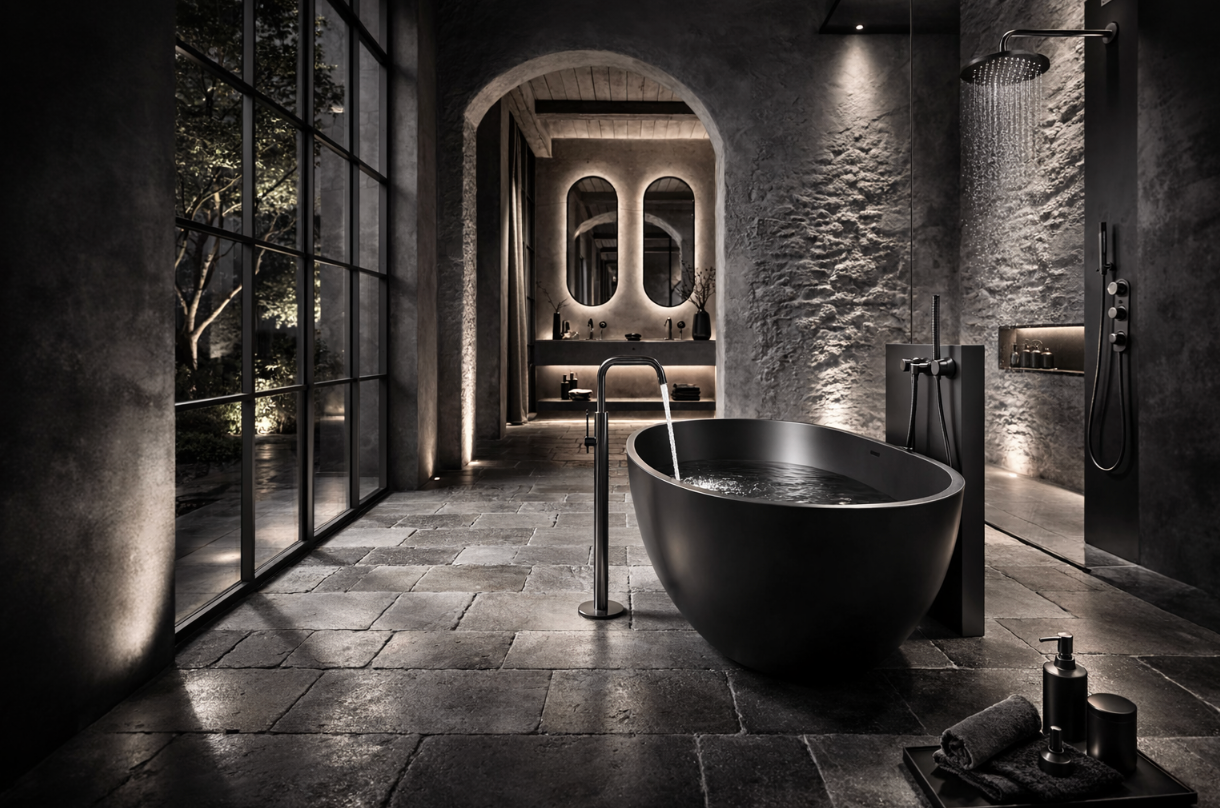 PB SET25THERM - Thermostatic floor mounted bath set