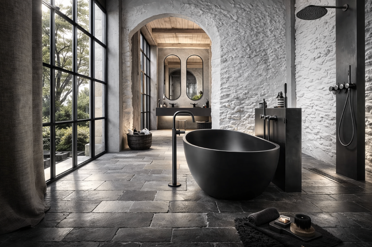 PB SET25THERM - Thermostatic floor mounted bath set