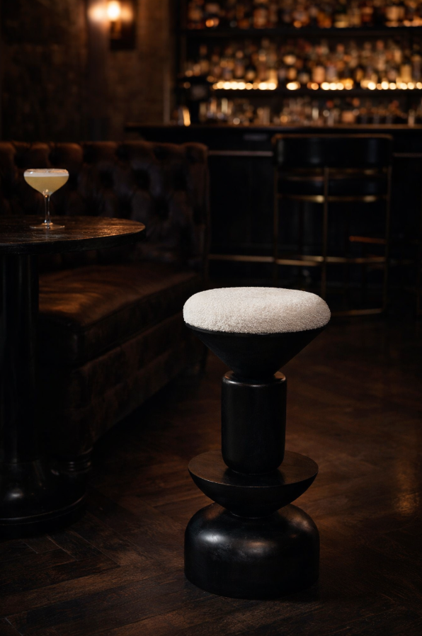 Kebab Solid Wood Bar Stool - Charcoal