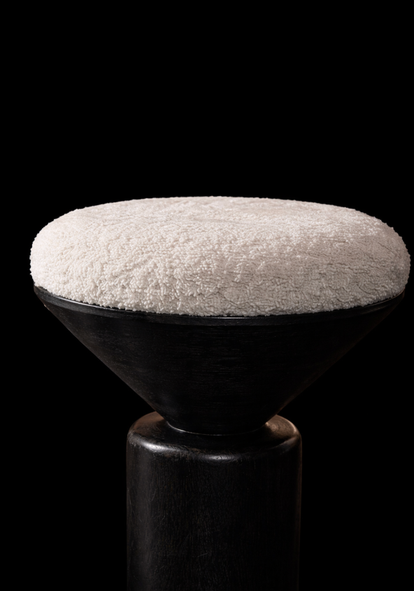 Kebab Solid Wood Bar Stool - Charcoal