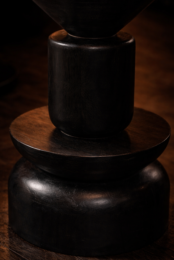 Kebab Solid Wood Bar Stool - Charcoal