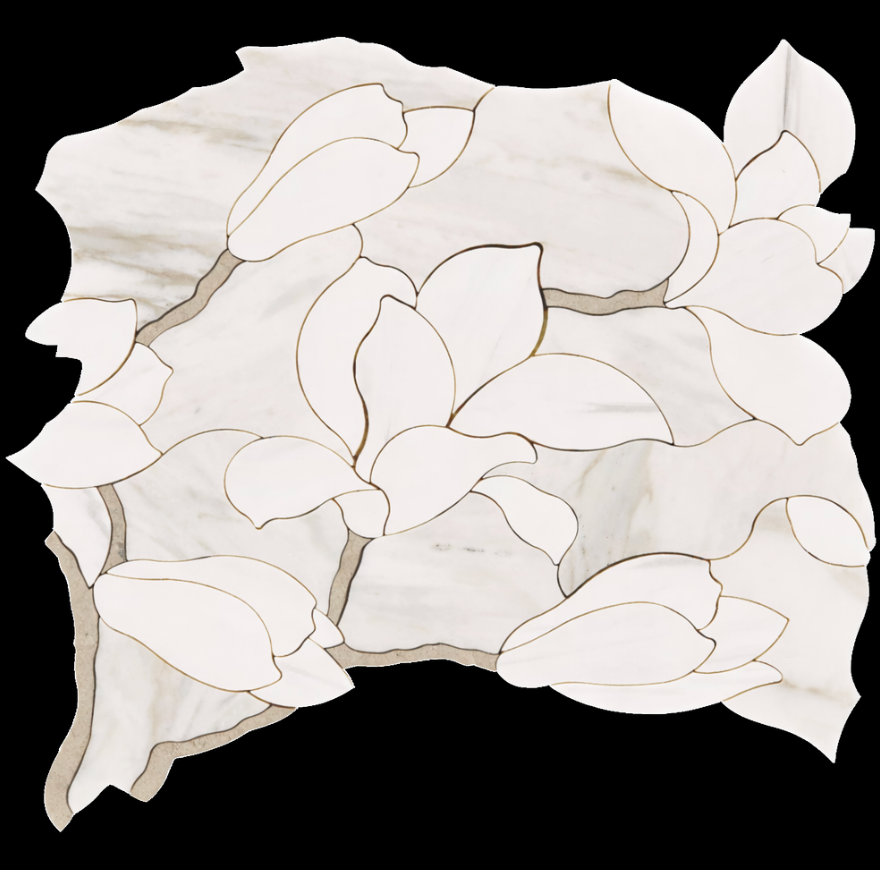 Daffodil Calacatta Dolomite Honed Marble Waterjet Mosaic