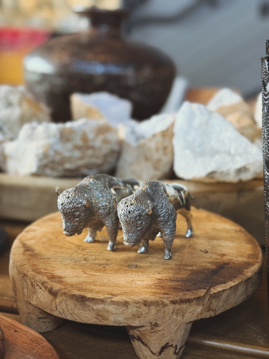 Pewter Bison Salt & Pepper Set